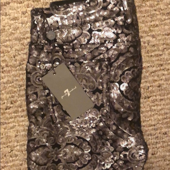 7 For All Mankind Skinny Sequin Printed Jeans - Picture 5 of 6